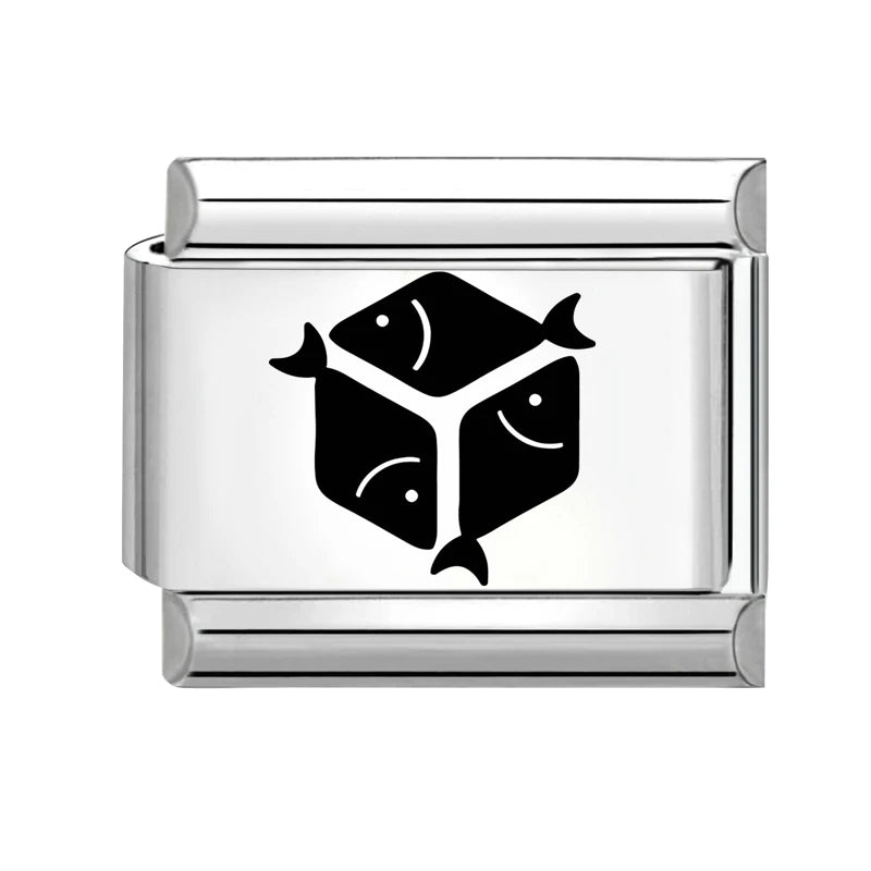 Laser Engraving Star Art LOVE Heart Fish Charm Link Fit Stainless