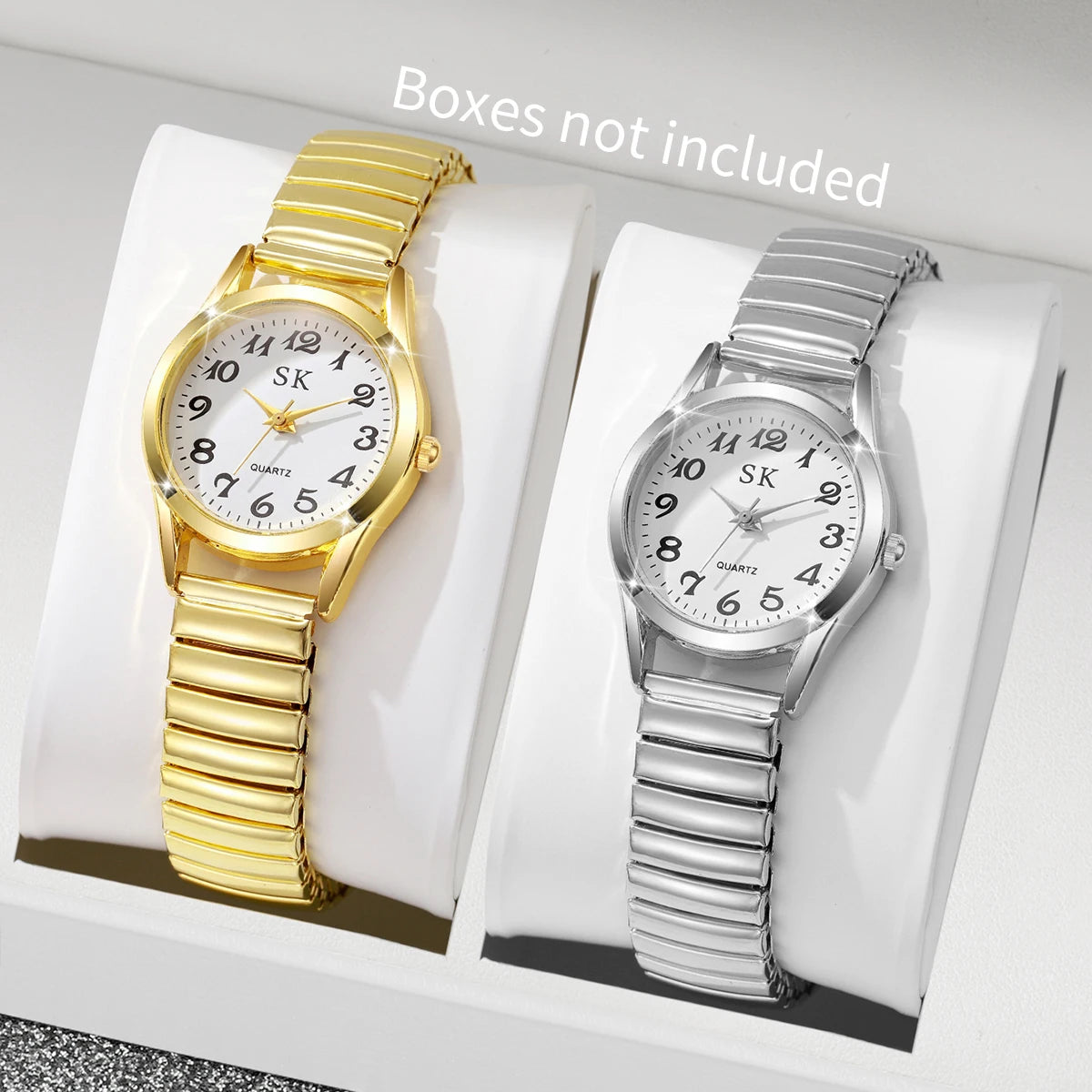 Middle aged and elderly watches, men's large digital dial, women's watch, steel strip spring, elastic band, elderly watch Qme C Without Box