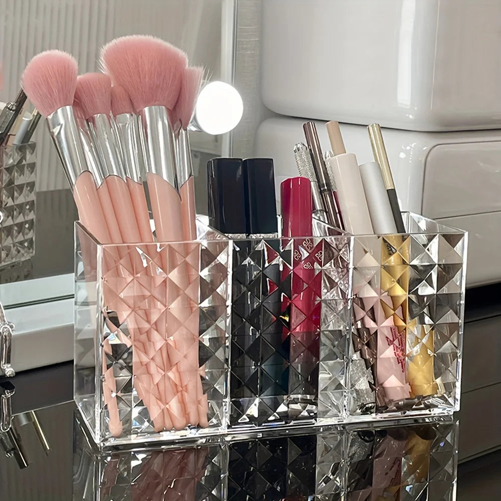 Brush storage box, makeup brush holder, multi-level makeup brush display stand, makeup supplies storage cabinet, Qme