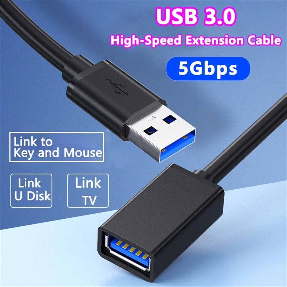 USB to USB Extension Cable Type A Male to Female USB 3.0 Extender For Hard Disk Xiaomi TV Box USB3.0 Data Cord 0.5/1/1.5/2/3/5M Qme