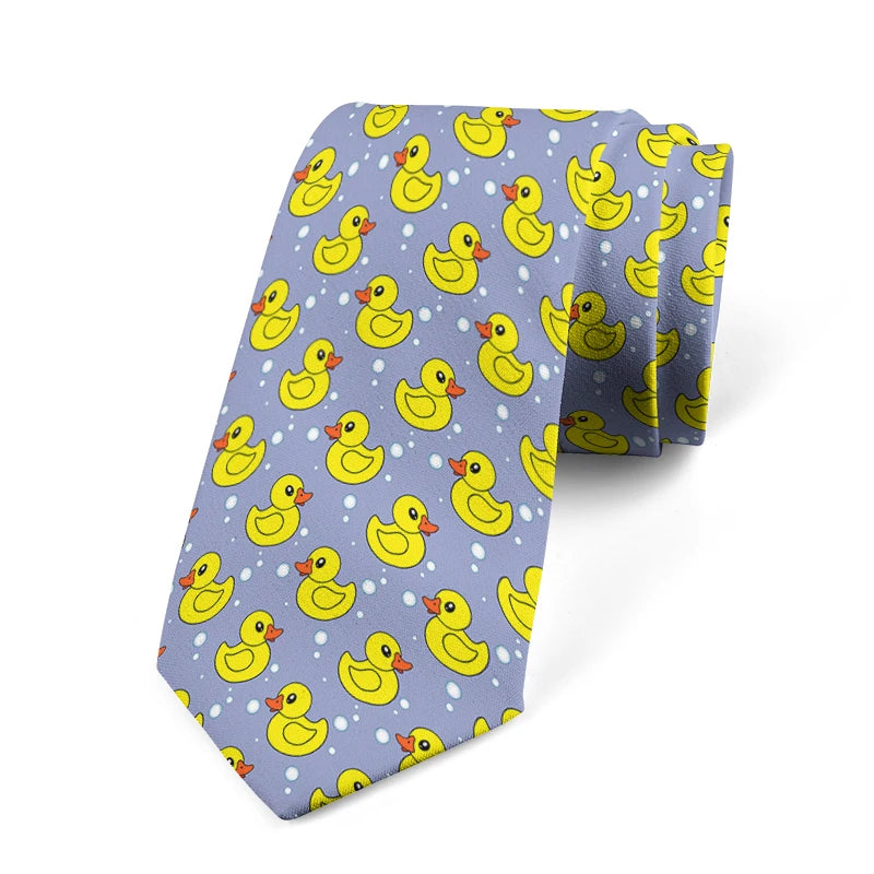 Cartoon Duck 3D Printed Tie Unisex Yellow Novelty Fashion Business Qme style4