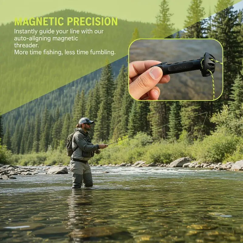 Fly Fishing Magnetic Threader Accessory Easily Rig Small Flie Tippet Qme