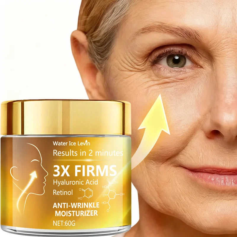 3X Anti-Wrinkle Face Cream with Hyaluronic Acid & Retinol for Visible Firming in 2 Minutes. Qme
