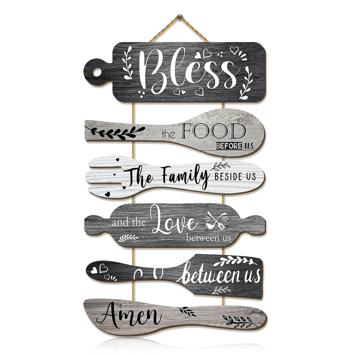 1SET Blessing the Food wooden wall hanging decoration, creative kitchenware design, warm home decoration for restaurant kitchen Qme