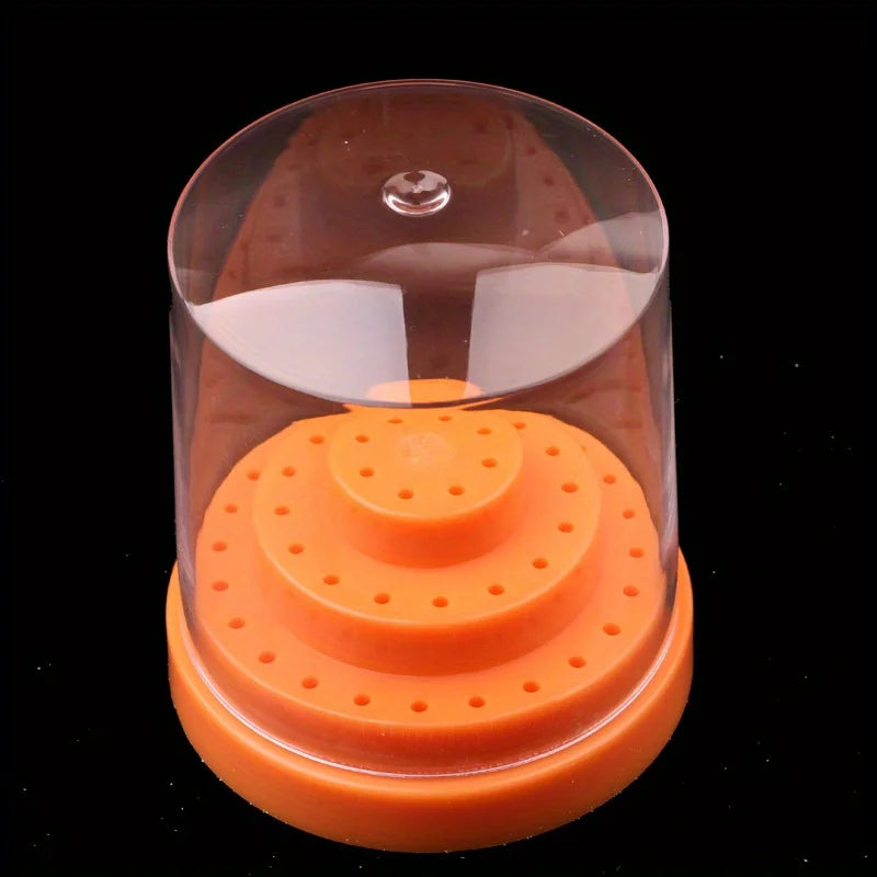 Nail Drill Bits Organizer Stand - Transparent Durable Storage Box，Nail polish grinding head storage box, grinding head box Qme Orange 48 holes