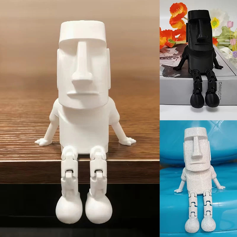 Island Moai Ornament Movable Joints Collectible Figurine Home Desk Qme