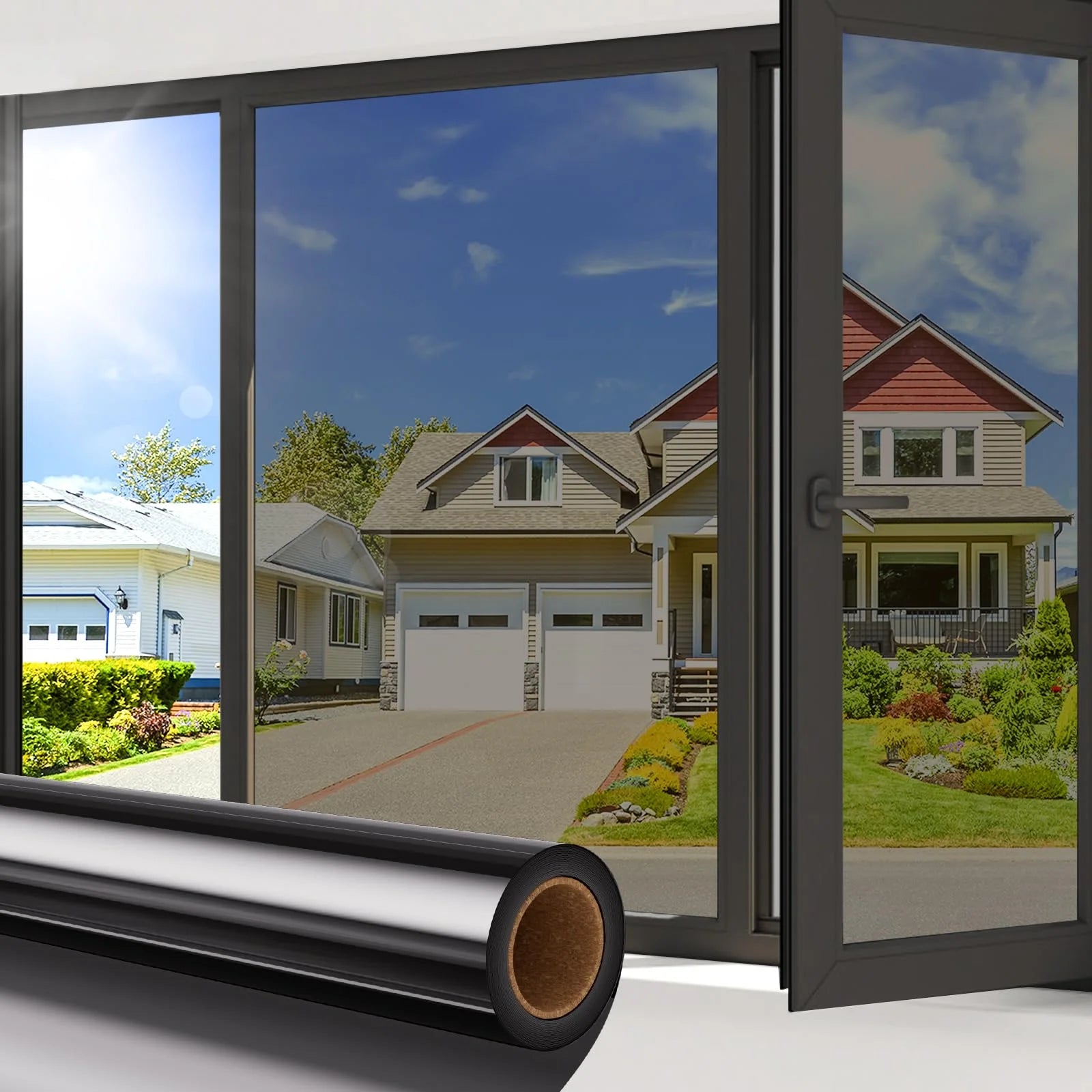 Privacy Double-Sided Transparent Film Sunshade Glass Sticker Sunscreen and Waterproof Window Decoration Film Bedroom Qme