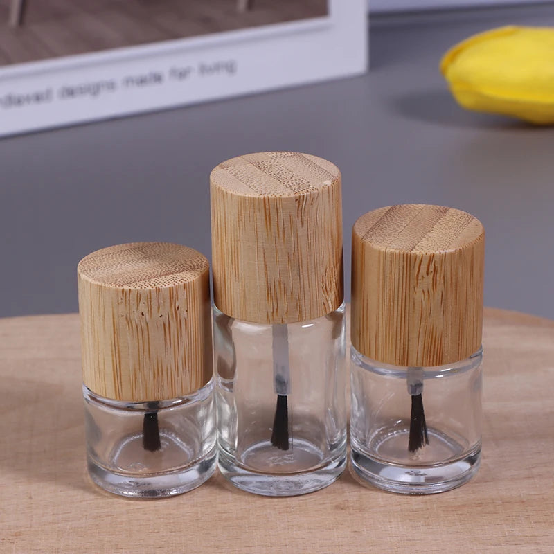 Hair Brush Nail Glue Bottle Solid Wood Bamboo Cover Oil Container Qme