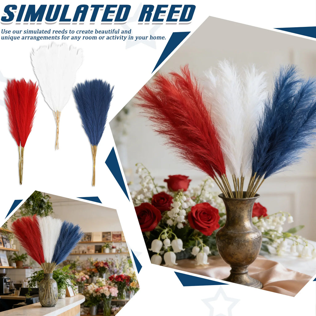 30pcs Random Color Fluffy Pampas Grass Artificial Simulation Plant Flowers for Anniversary Wedding Boho Bouquet Party Decoration Qme as shown One Size