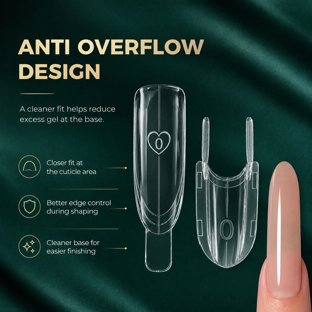 Nailpop Dual Forms Sandwich 15 Shapes Oval Long Clear Nail Molds Qme