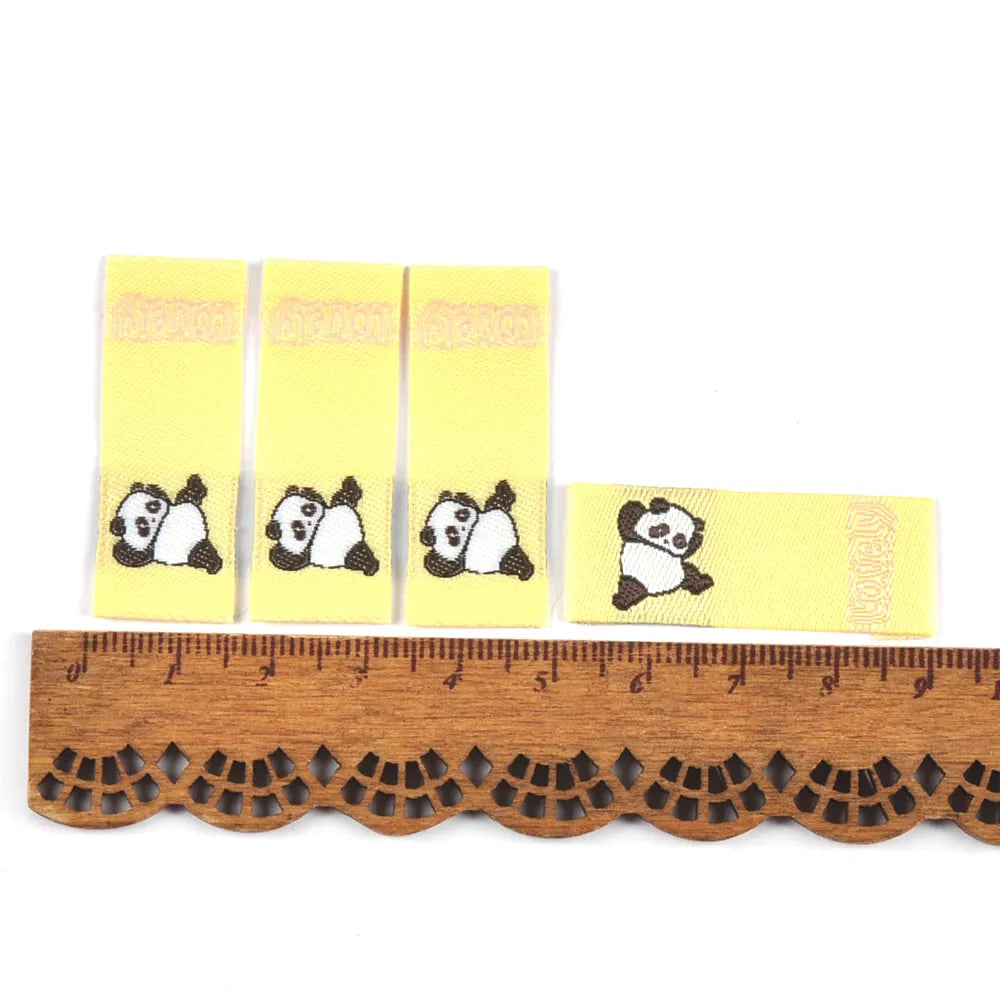 50Pcs New Cartoon Panda Embroidery Labels For Sewing Clothes Accessories Washable Care Garment Tags DIY Supplies Handicrafts Qme 4