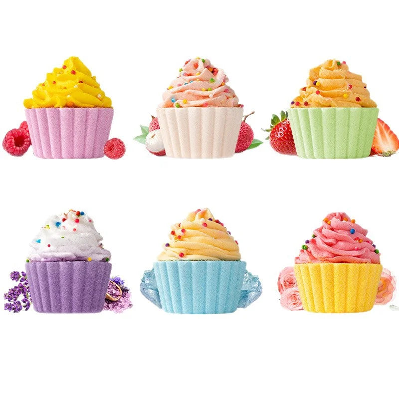 Cute Cake Bath 80g Handmade Fizzy Bath Ball for Children Natural Essential Oil Bubble Bath Salt Spa Gift for Kids Women Qme