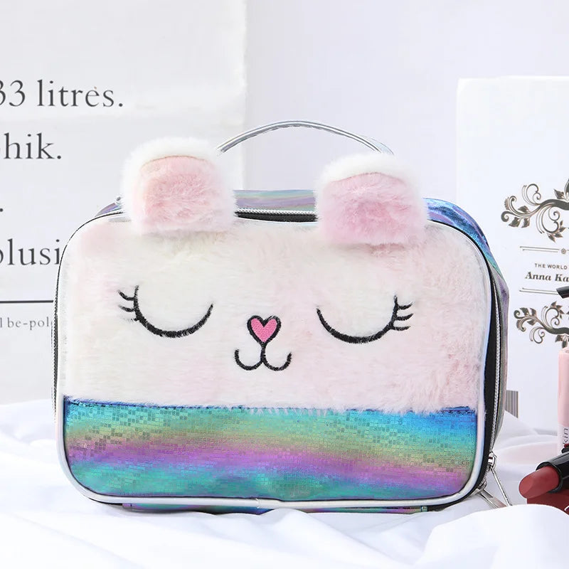 Portable Cosmetic Pouch Zipped Travel Wash Bag Versatile Storage Qme rainbow M