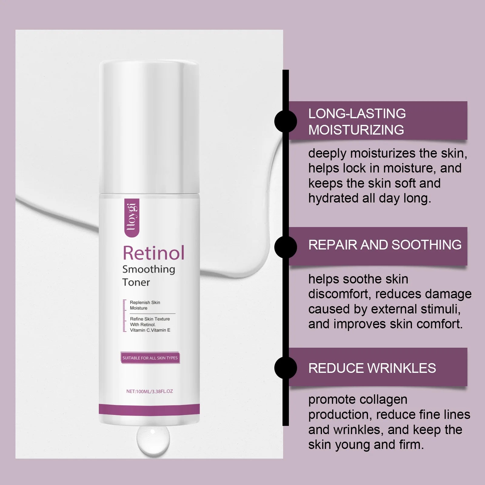 100ml Retinol Hydrating Toner Firming Lifting Fade Fine Lines Improves Dullness Brightening Smoothing Deep Nourishing Skin Care Qme