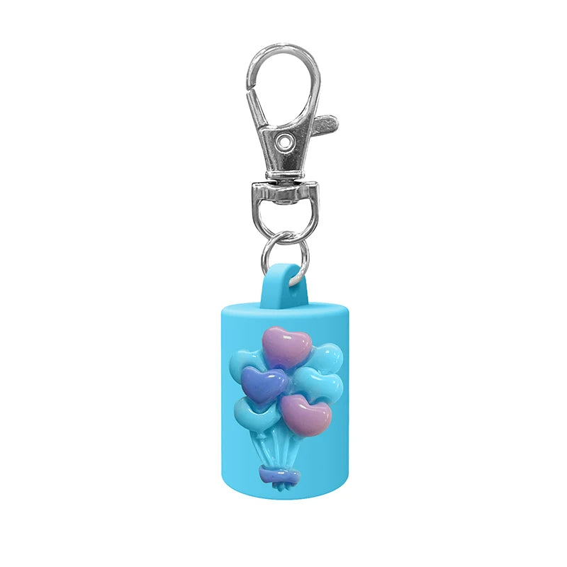 Portable Lipstick Pouch Keychain Balloon-shaped Protective Case Lip Qme Blue
