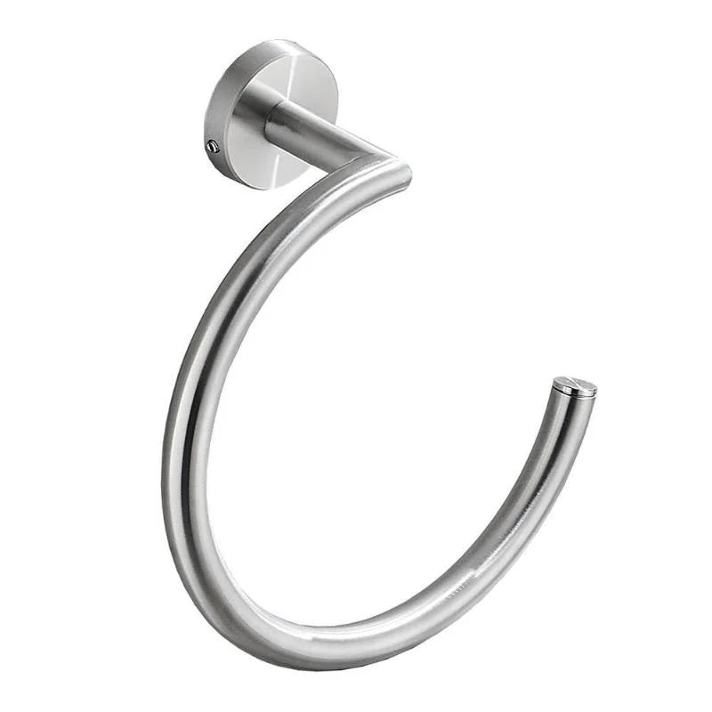 Silver Towel Ring, Semi-Circular Stainless Steel Towel Ring, Towel Holder, Wall Mounted Towel Ring Qme Silver