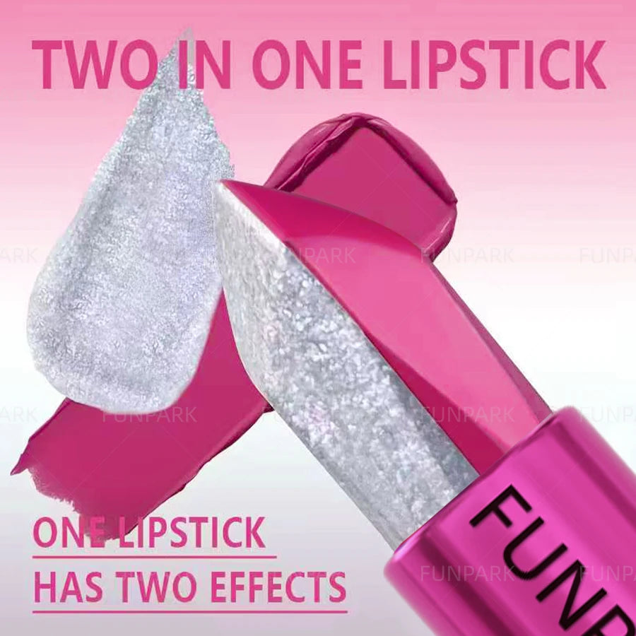 Sexy Glitter Two-tone Lipstick Matte Lipsticks Cosmetics Easy Use Lip Qme