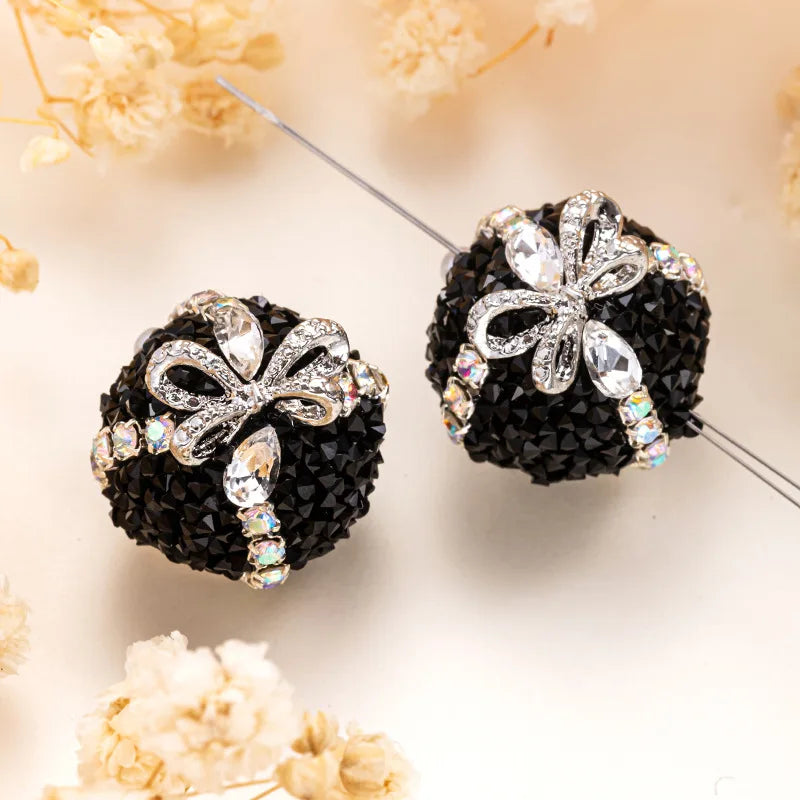 1PCS 16mm Rhinestone Ball Beads Moon Star Flower Loose Spacer Beads for Jewelry Making DIY Craft Supplies Christmas Decoration Qme 11