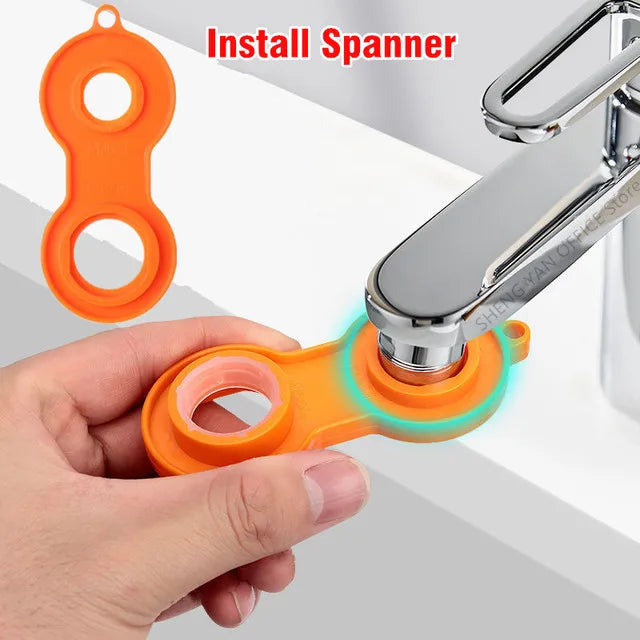 99% Universal 1080° Rotary Extender Faucet Splash Head Aerator Plastic for Kitchen Washbasin Tap Bubbler Nozzle Robotic Arm Qme Plastic orange wrenc