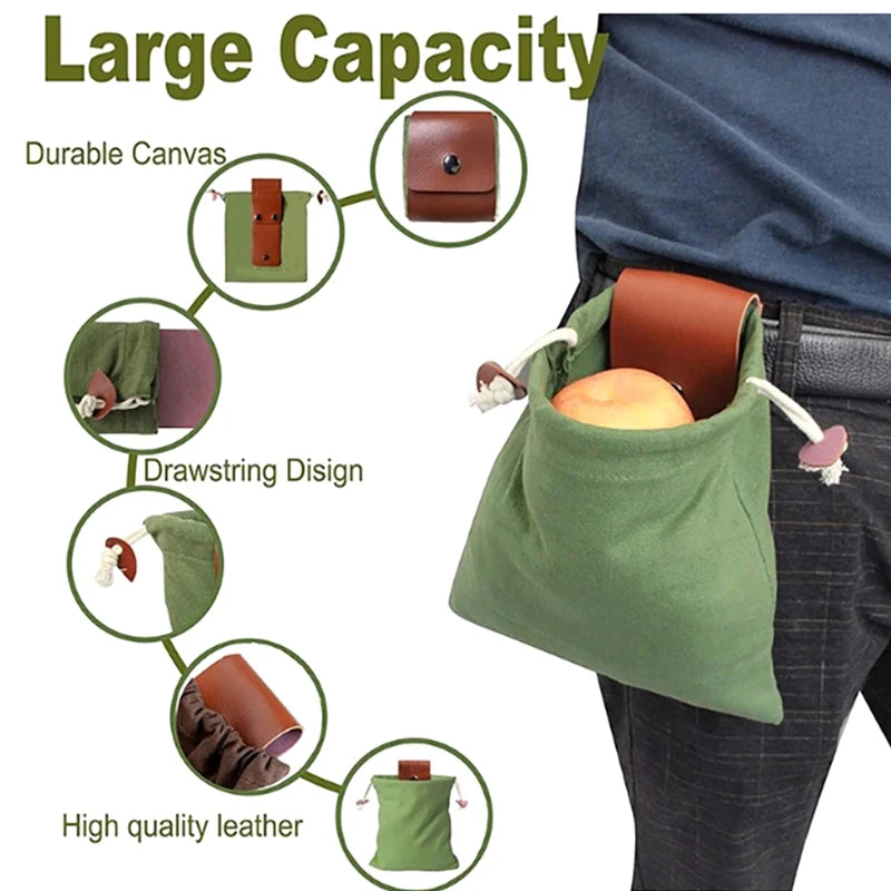 Outdoor Foraging Case Bag Leather Bushcraft Vegetable Harvest Garden Qme