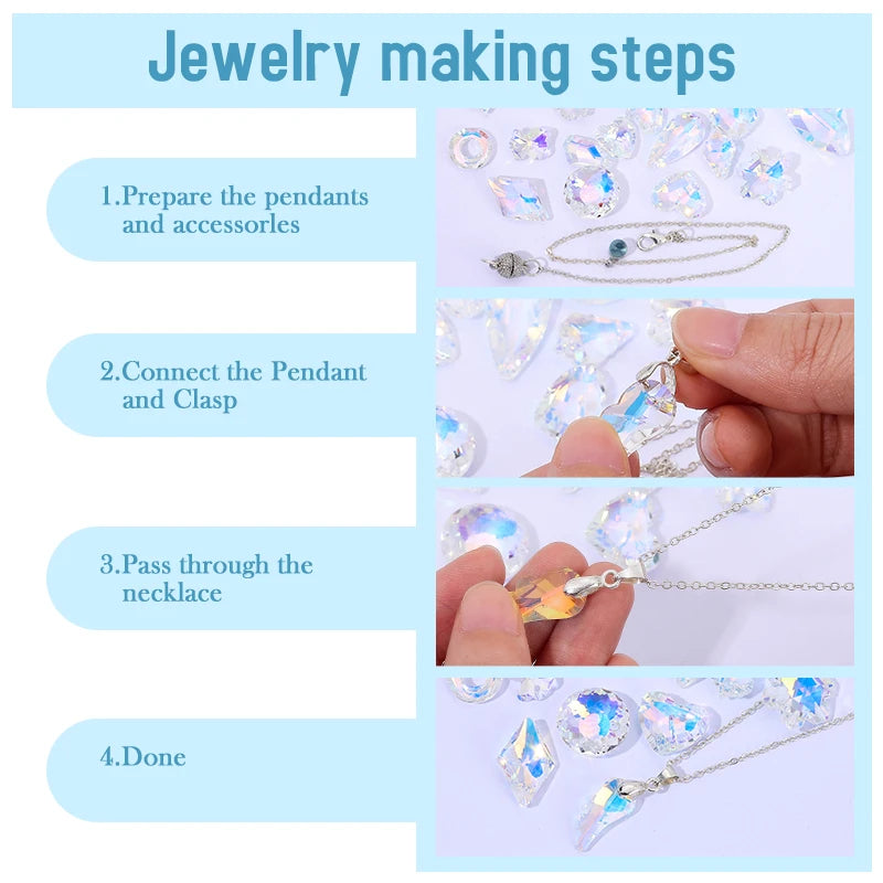 Cute Crystal Pendants With Multiple Shapes AB Color Glass Charms Beads Used For Making Necklaces Bracelets DIY Jewelry Making Qme