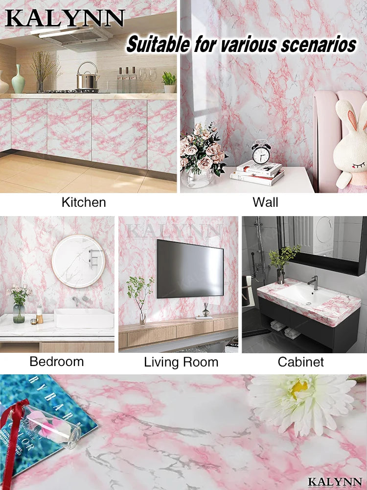 Pink Marble Peel Stick Wallpaper Self-adhesive Vinyl Contact Paper Qme