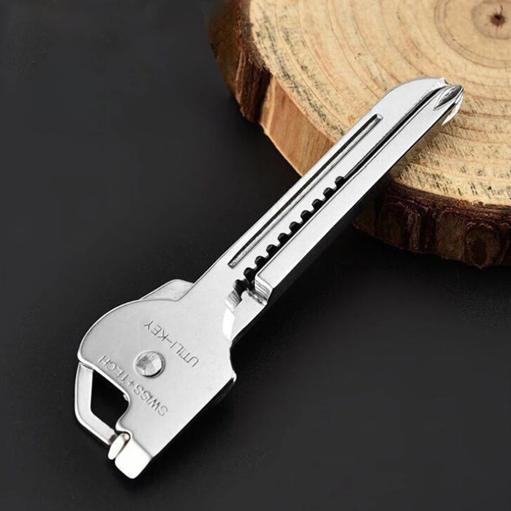8-in-1 Multi-Tool Keychain for Camping & Survival | Folding Screwdriver, Bottle Opener | Compact Outdoor Utility Pliers with Key Qme