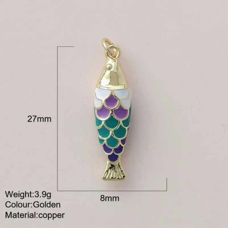 Fashion Cute Colored Enamel Fish Charms Jewelry Making Supplies