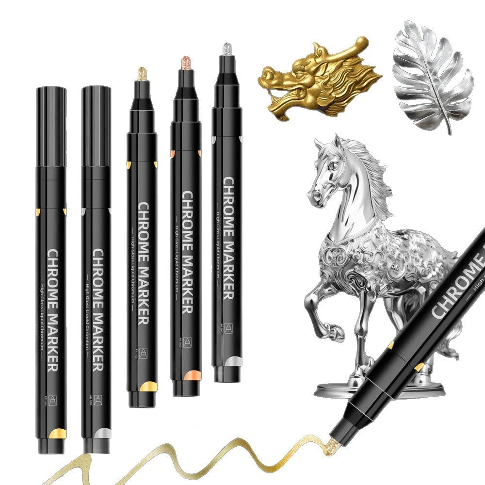 1/2 Pcs Mirror Chrome Metallic Markers, Waterproof Paint Repair,For Rock Ceramic Glass Metallic 2mm Nib, Painting DIY Craft Qme