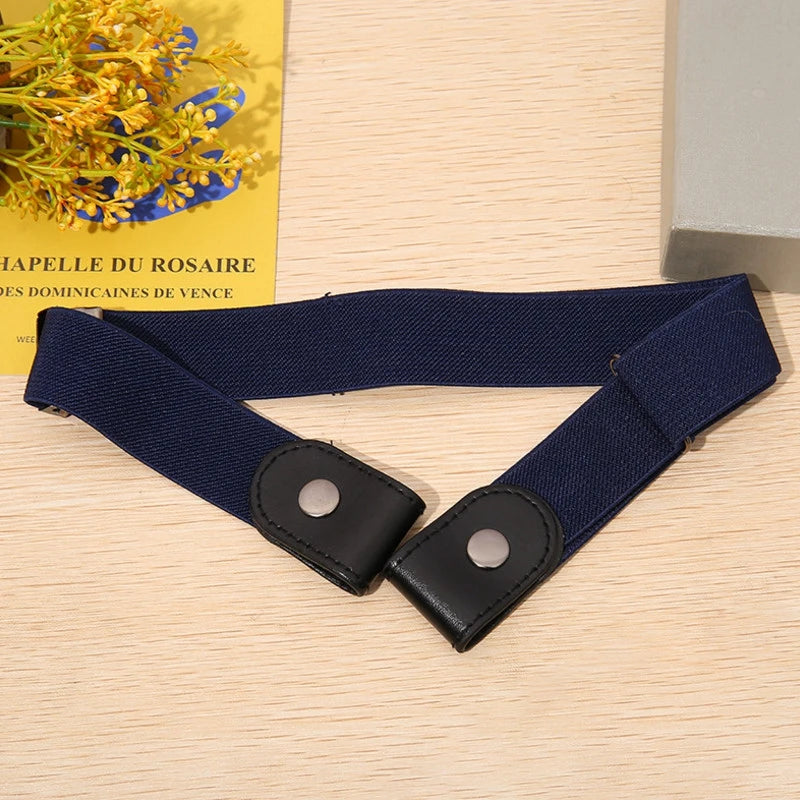 Buckle-free Belt Jean Pants Dresses Fashion No Buckle Stretch Elastic Qme Navy Blue 60-95cm China Mainland
