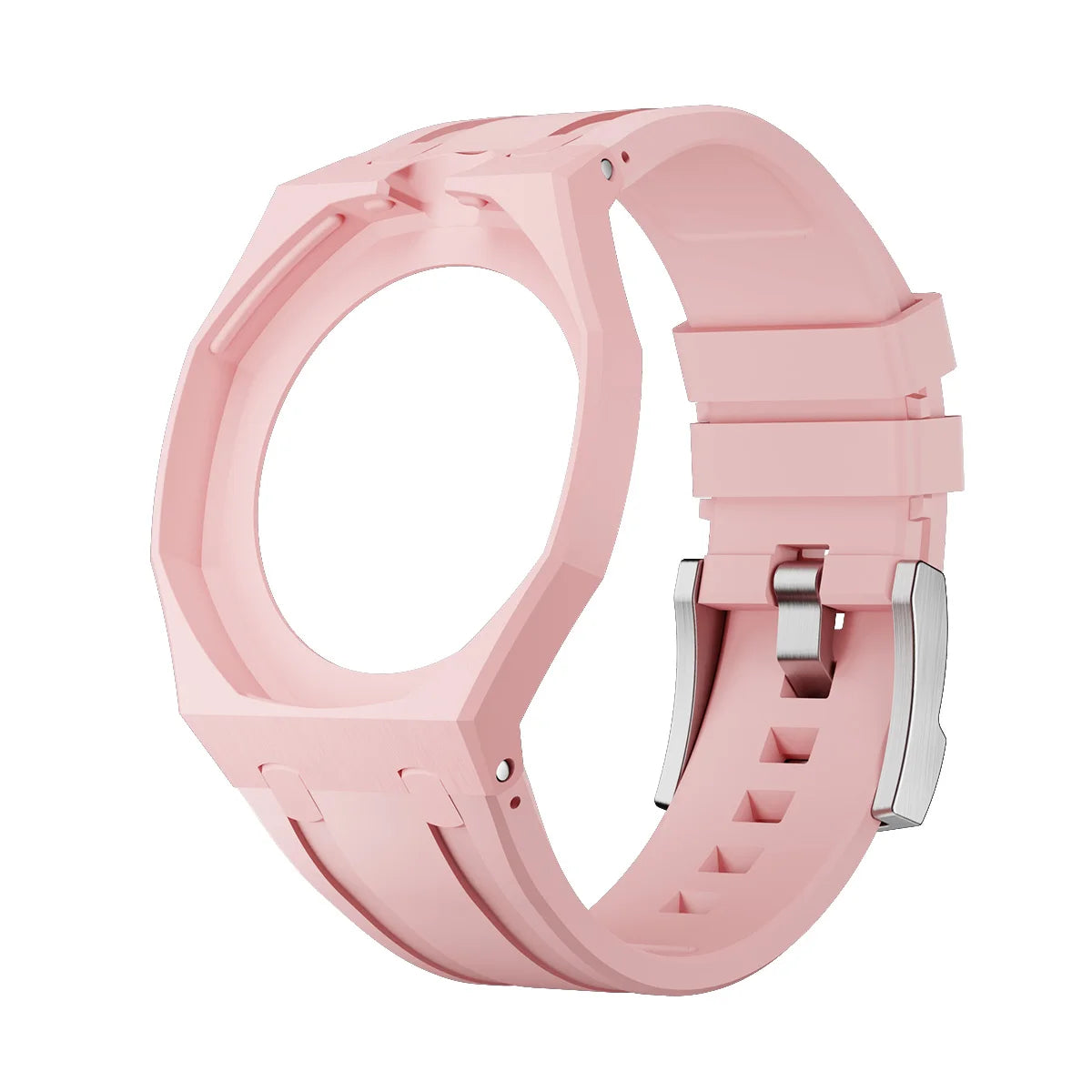 2 In 1 Strap + Case for Swatch x AP Royal Pop Pocket Watch Change to Wristwatch Ceramic+Silicone Band Wrist Strap Accessories Qme 1.Light Pink-12.0