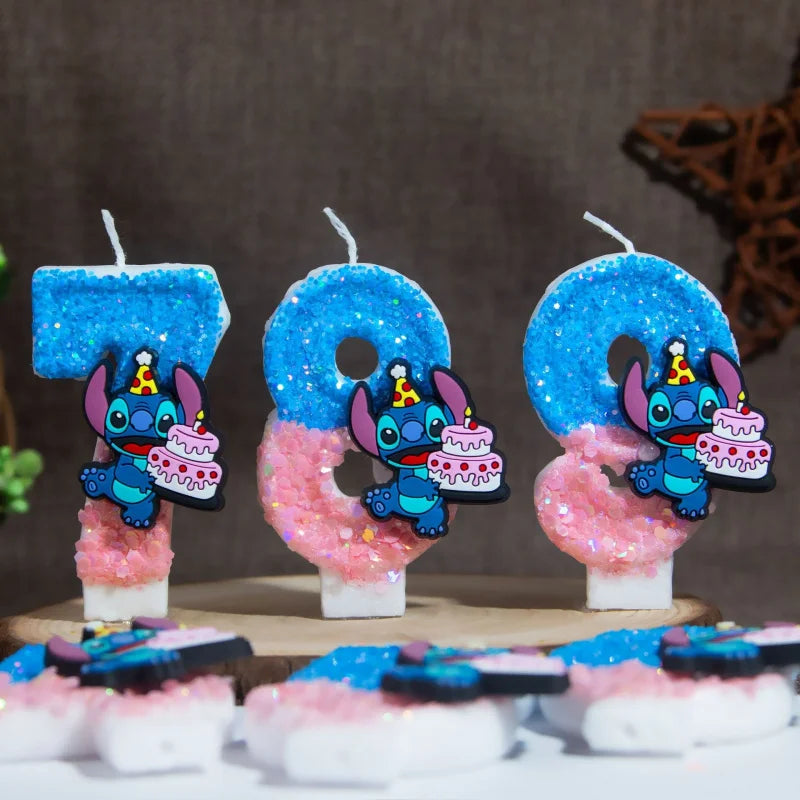 Prince Stitch Digital Candles New Ultra-Glittery Design Birthday Cake Decorations with Festive Candles Qme