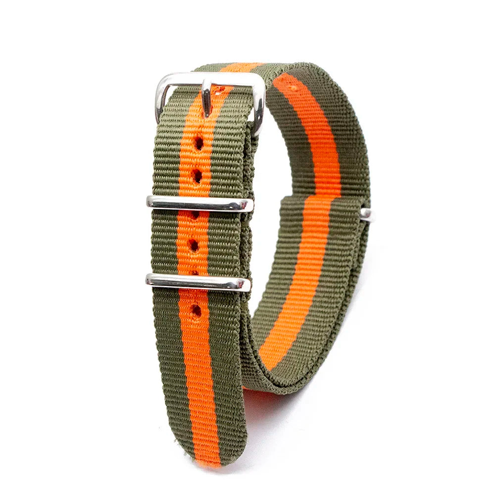 Durable Striped Nylon Wristband Bracelet Style Watch Band 18MM 20MM 22MM 24MM Universal Strap for Sport Casual Watches Qme