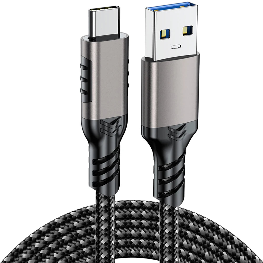 10Gbps 60W USB-A 3.2 Gen2 to USB-C Cable USB 3.0/3.1/3.2 Cable USB A to USB Type C Data Transfer SSD Hard Disk Cable 3A QC 3.0 Qme black 0.5m
