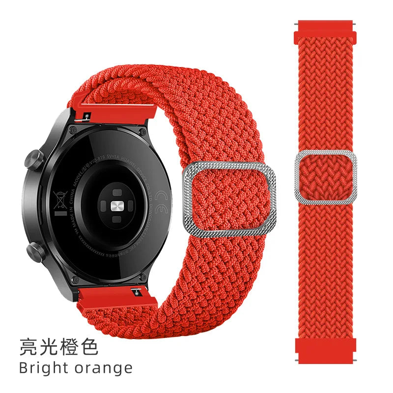 A Applicable Samsung watch567 strap Redmi watch 5 adjustable braided strap Huawei gt6/4/5 strap Qme Bright orange 22mm