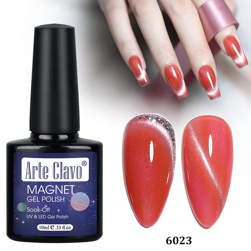 DIY Design Cat Eye Nail Art Magnet Heart Rabbit Striped Tool Red Qme 6023