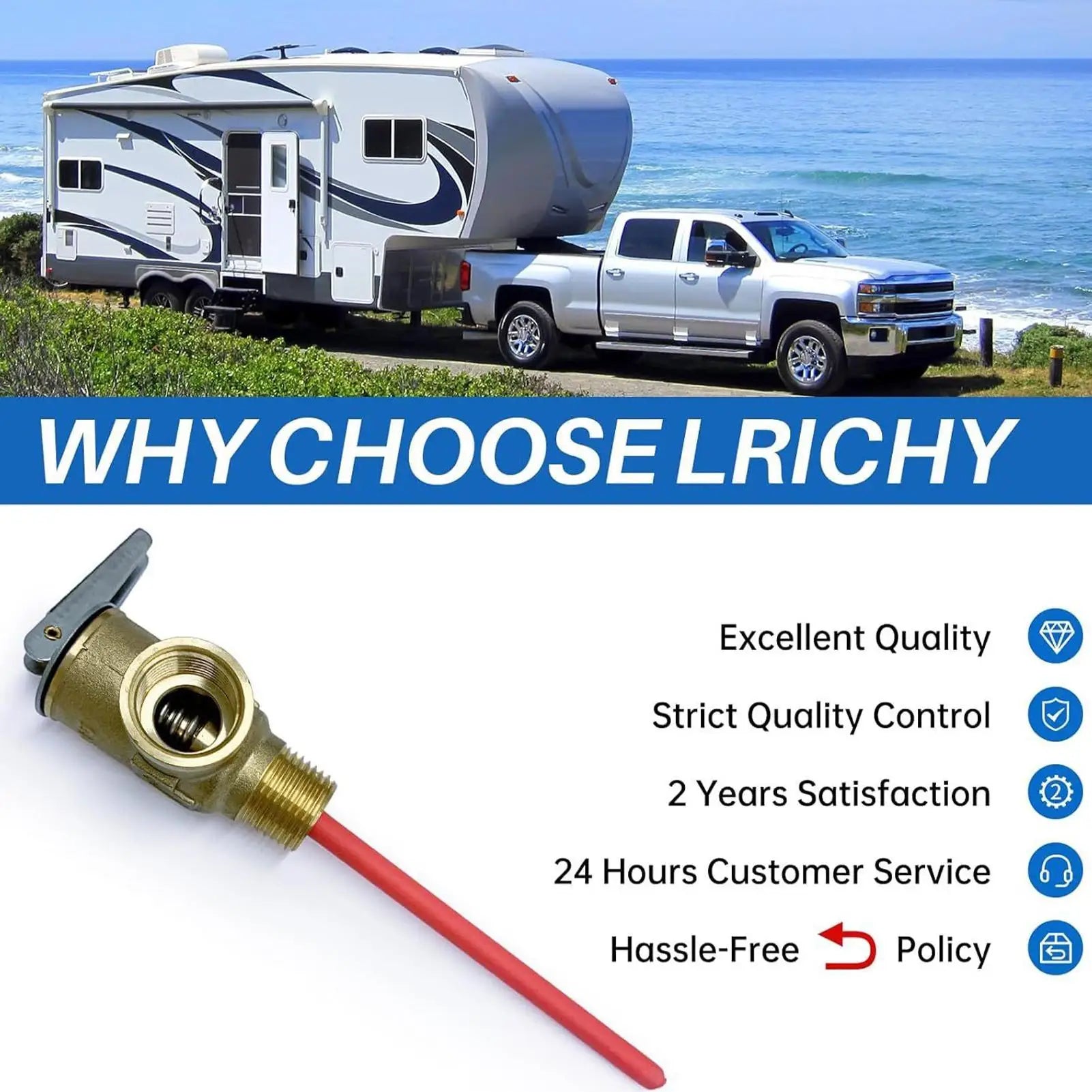 RV Water Heater Temperature Pressure Relief Valve 210F 150 PSI Safety Qme