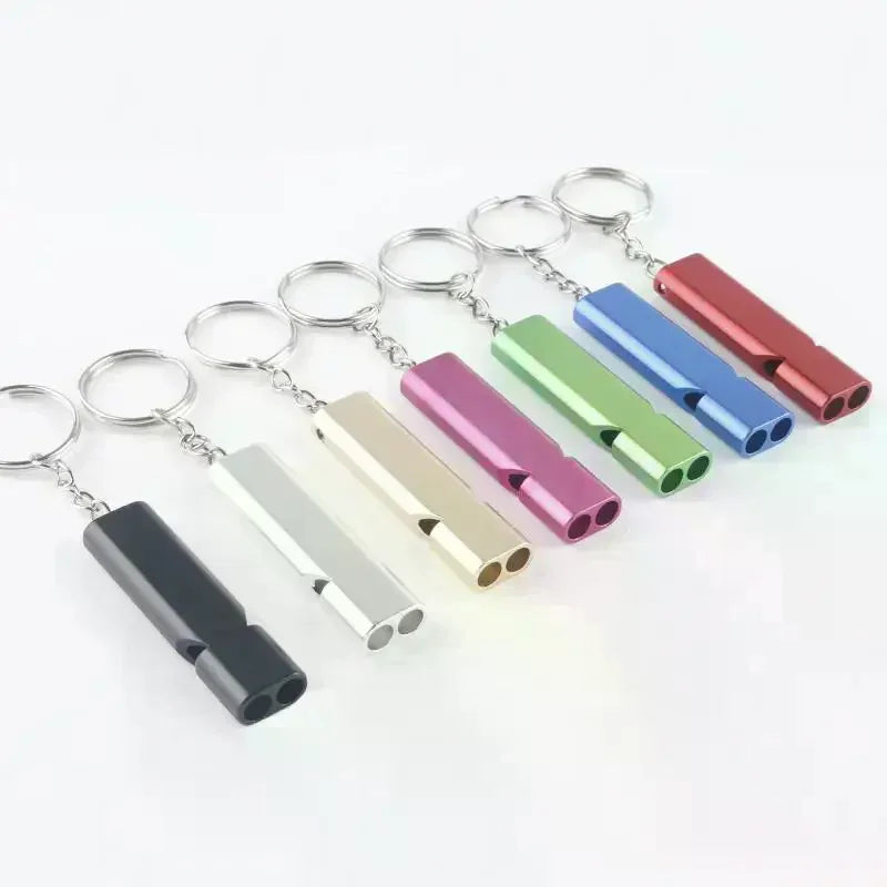 Dual Frequency Survival Whistle Flat Metal Outdoor Hiking Climbing Qme