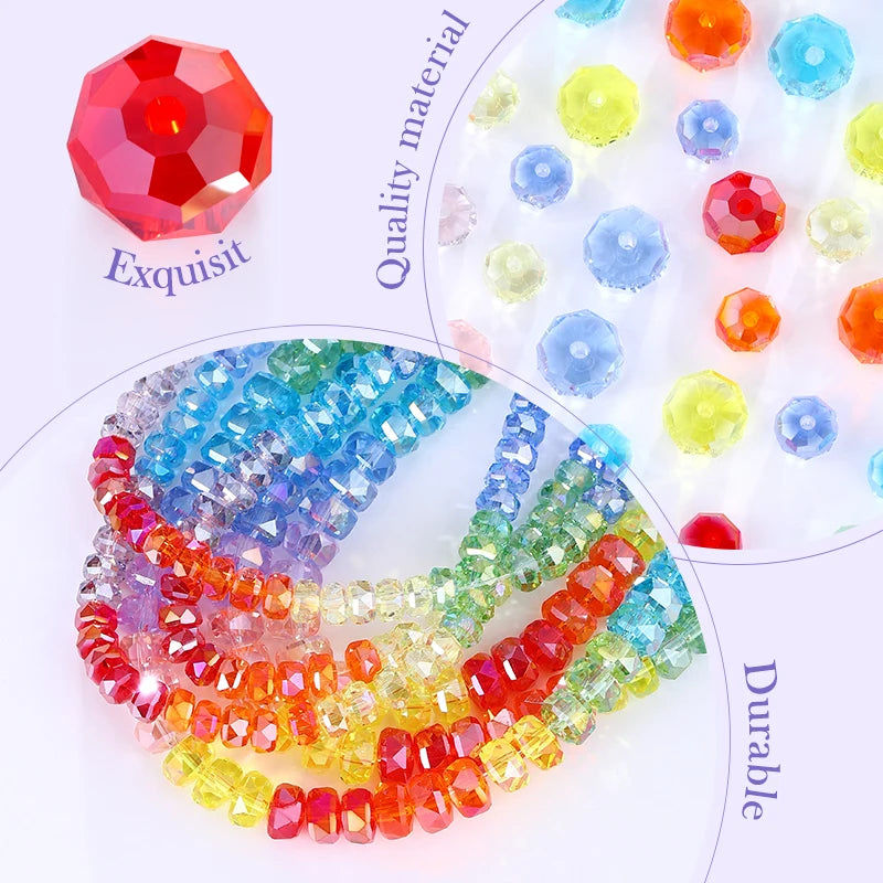 6mm 8mm Premium K9 Crystal Sparkling Rondelle Beads Faceted Glass Wheel Spacer Beads for DIY Bracelets, Necklaces, Earrings Qme