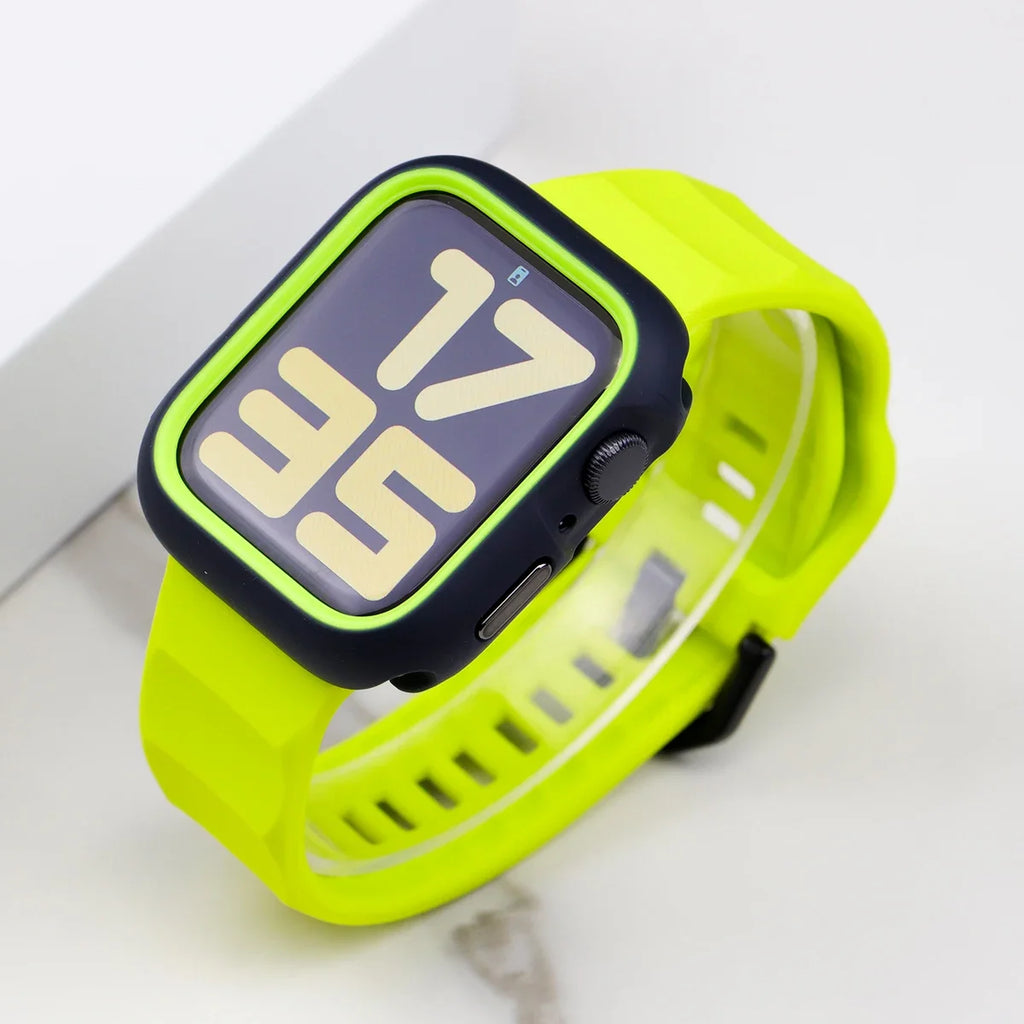 Silicone Sport Strap+Case for apple watch 9 8 7 6 SE 5 Ultra 2 Belt Bracelet Iwatch Series 49mm 45mm 41mm 44mm Protective Cover Qme