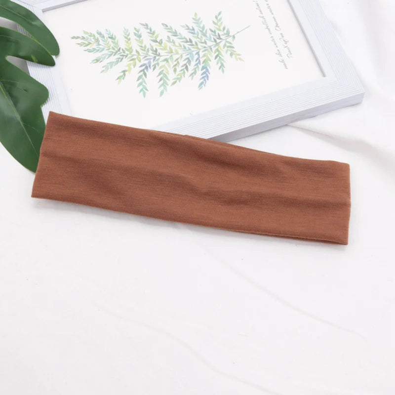 Elastic Cotton Hairband Fashion Headbands Women Men Solid Running Qme Coffee
