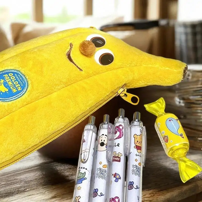 Cute Cartoon Banana Pencil Case Plush Storage Bag Creative Humorous Qme