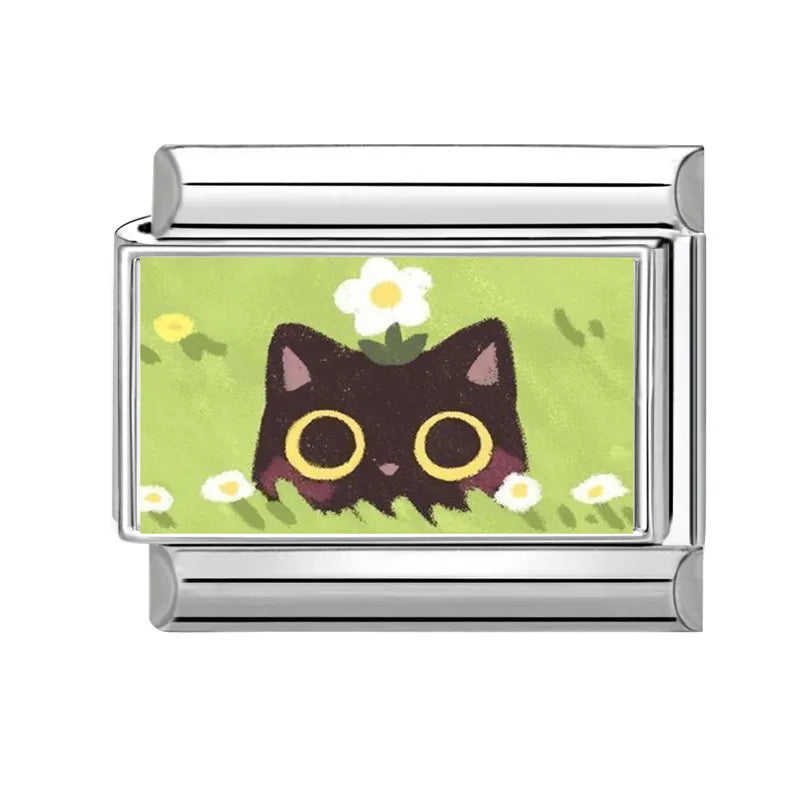 Wholesale Cartoon Green Grassland Cats Sunflowers Fields Italian Link