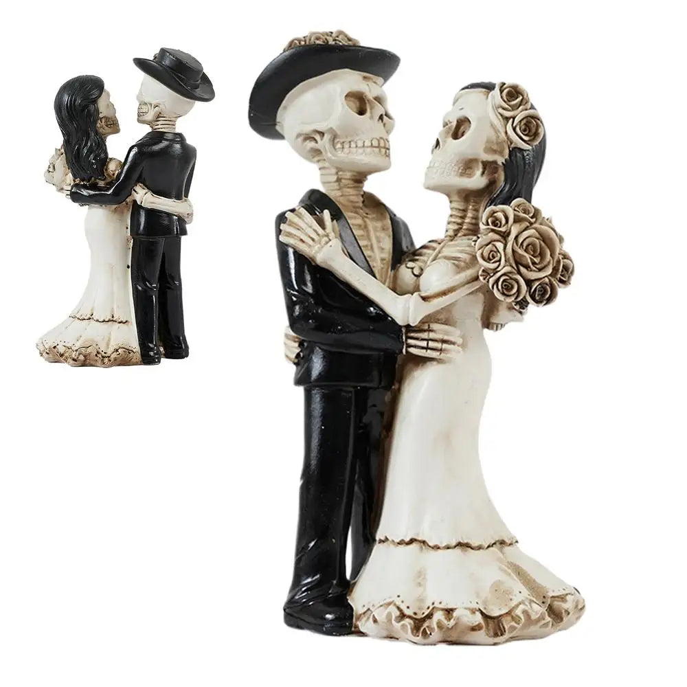 Gothic Skeleton Couple Resin Bride Groom Halloween Decoration Desk Qme b China Mainland
