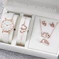 6 Pçs/set Relógio de Quartzo Feminino Moda Mostrador Árabe Pulseira de Couro Relógio de Quartzo Conjunto de Jóias (Sem Caixa) Qme 2