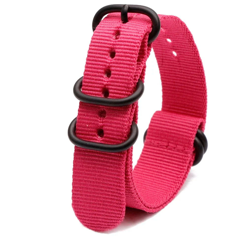 Black Ring Buckle Army Sports Nylon Watch Band Wrist Strap Accessories For Samsung Huawei 18MM 20MM 22MM 24MM Qme