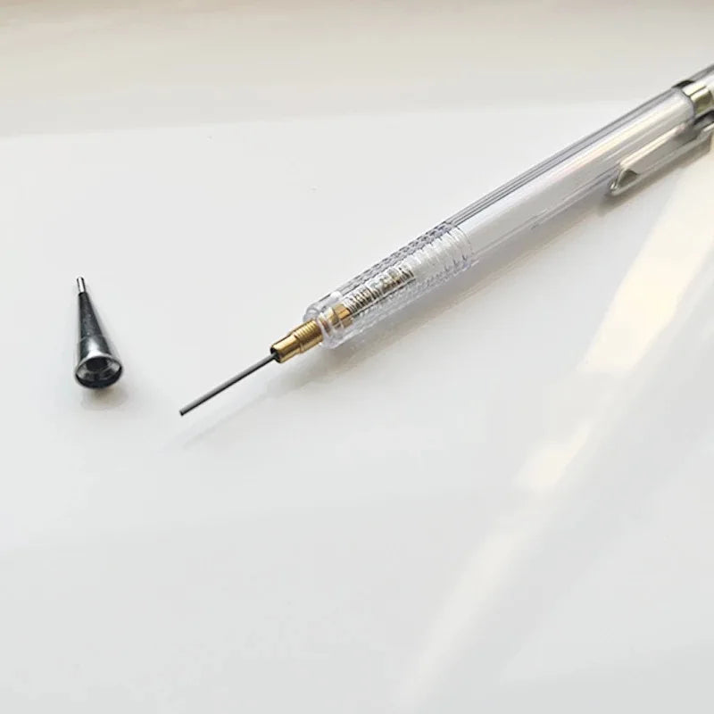 Art Drawing Transparent Mechanical Pencil 0.5/0.7/0.9mm Replaceable 2B Lead Refills + 2 Dispensing Tubes Office Supplies Qme
