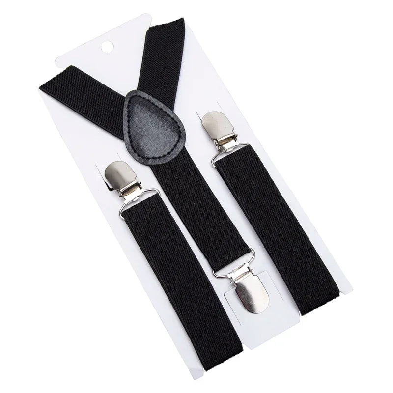 Solid Kids Suspenders Fashion Children Boys Braces Girls Elastic Qme black China Mainland