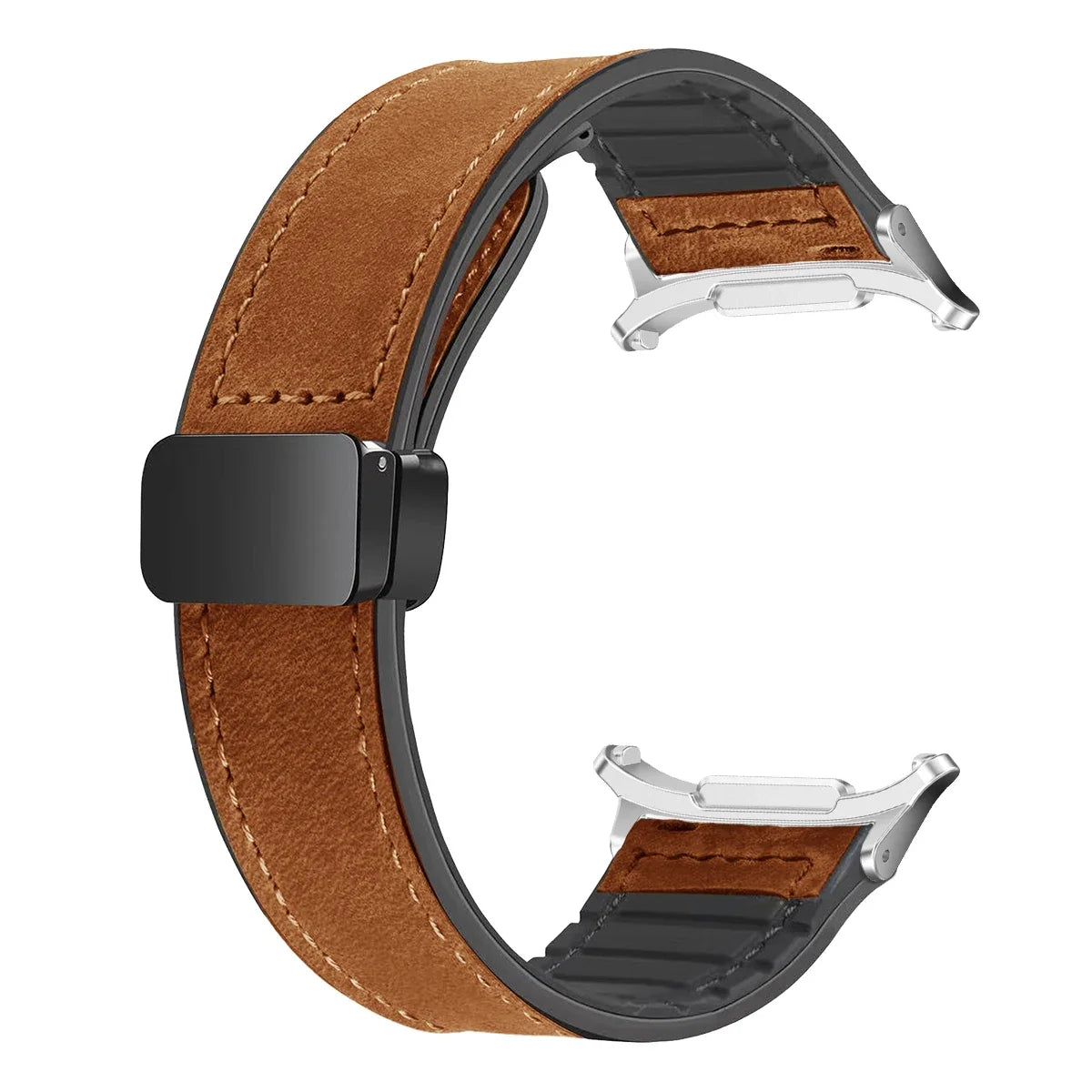 Leather Silicone Strap For Samsung Galaxy Watch 7 Ultra 47mm Magnetic Band Bracelet for Galaxy Watch 7 Ultra 47mm Correa Qme BrY-S For watch 7ultra47MM