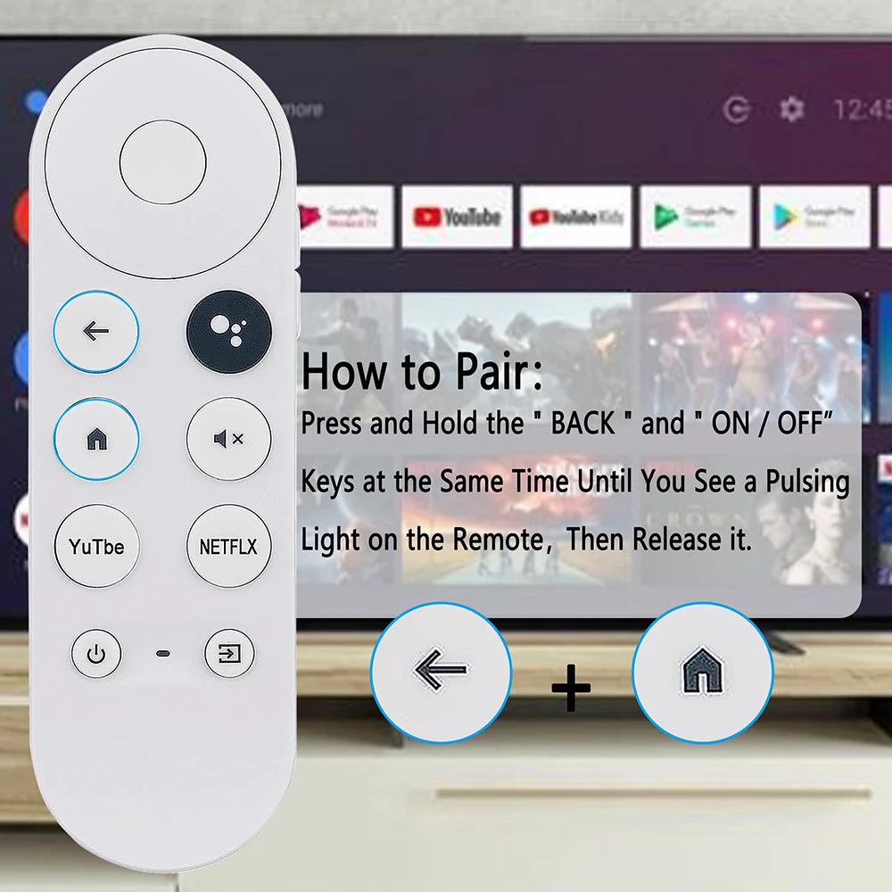 New Voice Remote Control for Google Chromecast TV 4K (Snow), Replacement Remote for Google Chromecast 4k Snow HD TV G9N9N GA0140 Qme